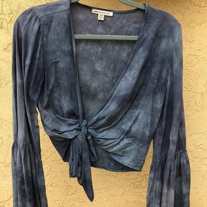 American Eagle Blue Tie-Dye Crop